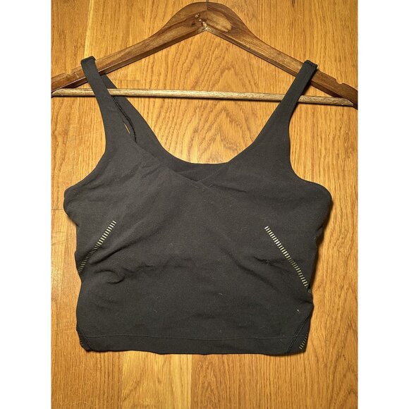 Lululemon Black & Gold Sports Bra Size 6 – Strappy Athletic Support Bra Sporty C - Picture 2 of 5